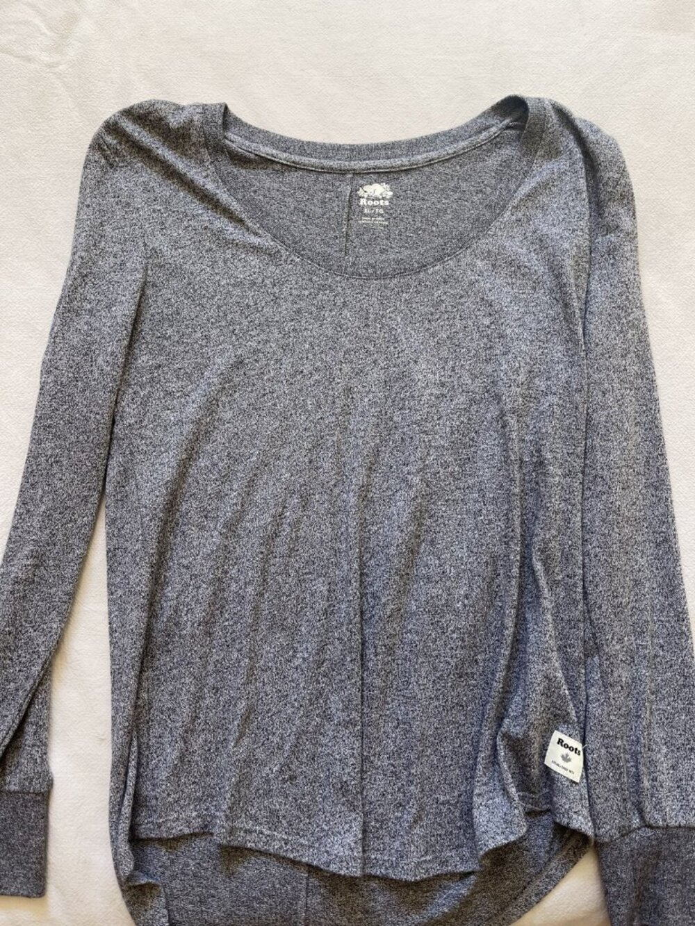 Roots Heather Grey Long Sleeve Scoop Neck Top Size XL